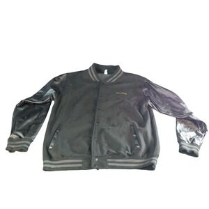 Thunder Basketball Varsity Jacket Men Sz XL Black‎ Gray Snap Front Outerwear NBA